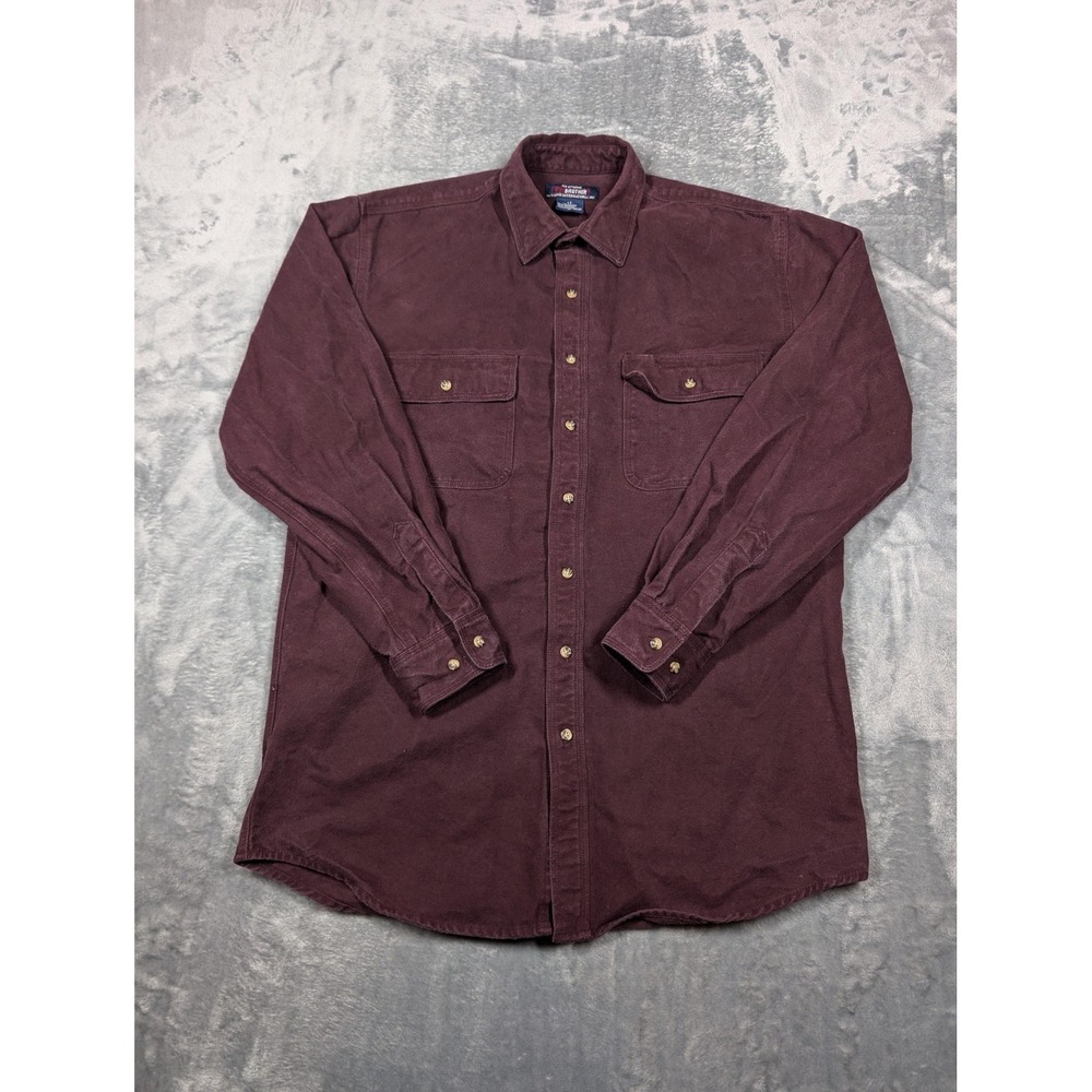 Vintage Five Brother Shirt Mens Large Tall Burgundy Button Down Flannel USA 90s